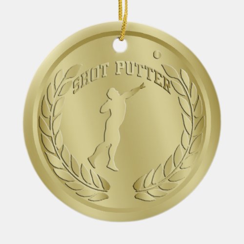 Shot Putter Gold Toned Medal Ornament