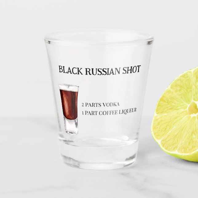 Shot Recipe Black Russian party  Shot Glass (Front)