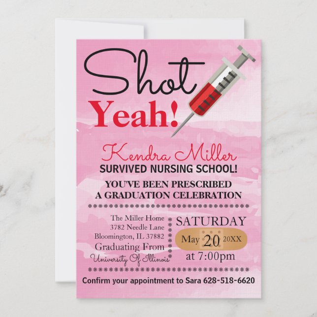 Shot Yeah! Nursing School Graduation Invitation (Front)