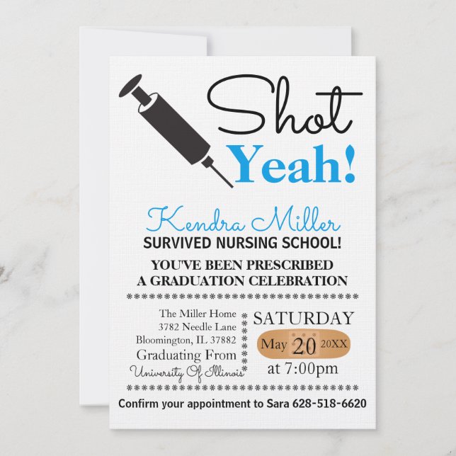 Shot Yeah! Nursing School Graduation Invitation (Front)