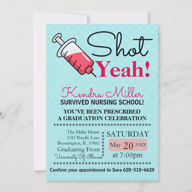 Shot Yeah! Nursing School Graduation Invitation (Front)