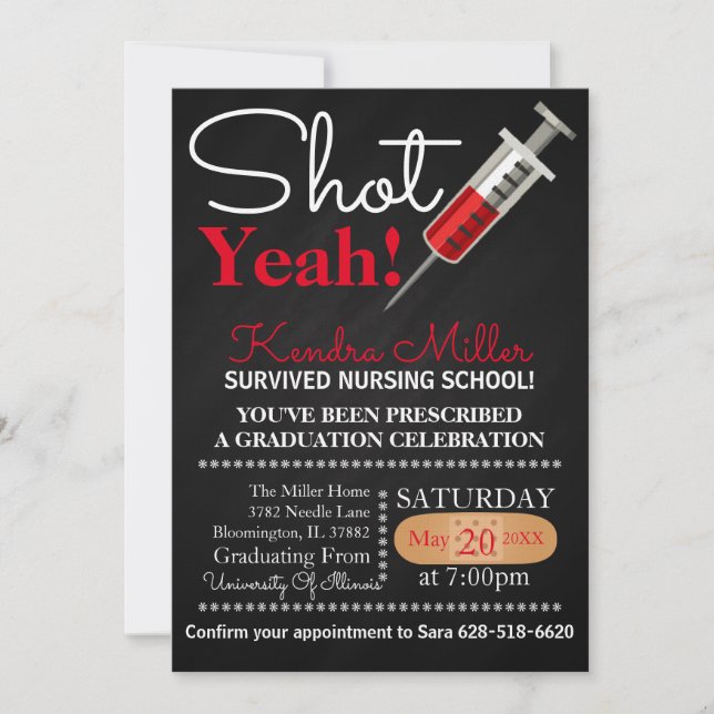 Shot Yeah! Nursing School Graduation Invitation (Front)