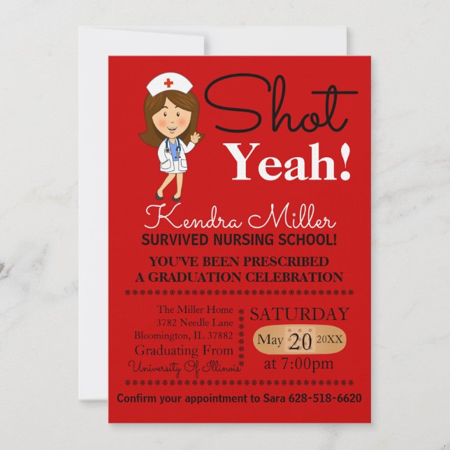 Shot Yeah! Nursing School Graduation Invitation (Front)