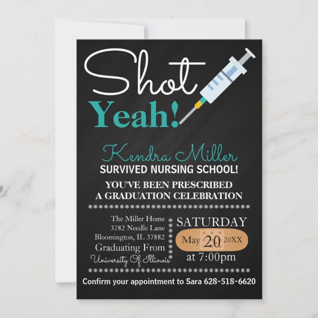 Shot Yeah! Nursing School Graduation Invite (Front)