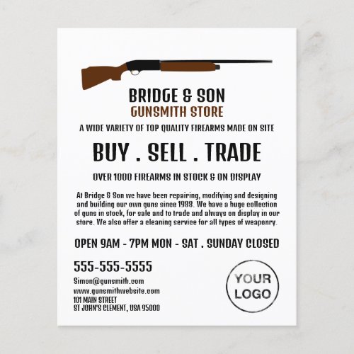 Shotgun Design Gunsmith Gunstore Advertising Flyer