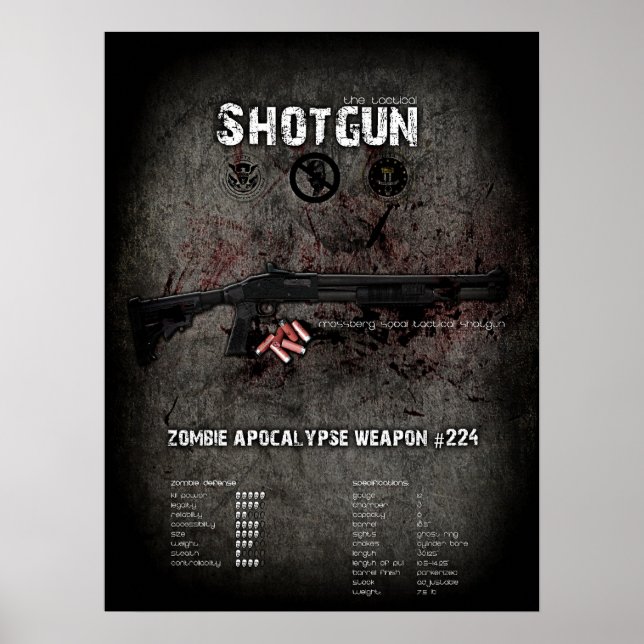 Shotgun Poster - Zombie Apocalypse Defense QC (Front)