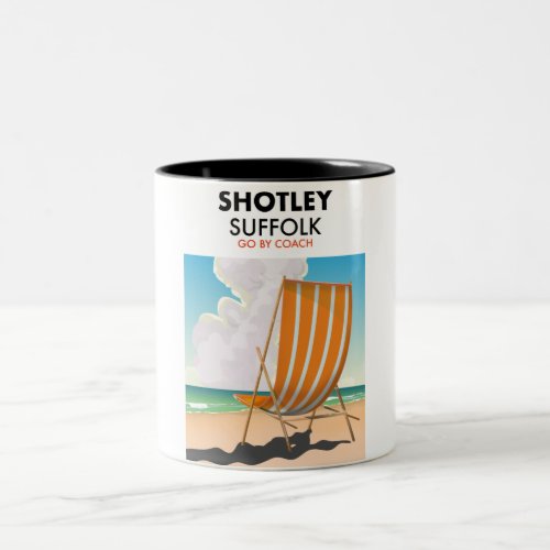 Shotley suffolk beach travel poster Two_Tone coffee mug