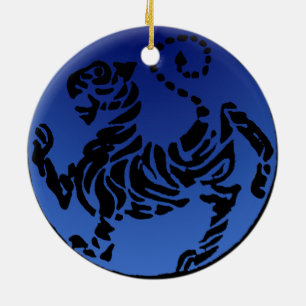 Shotokan Black & Blue Tiger Ceramic Ornament