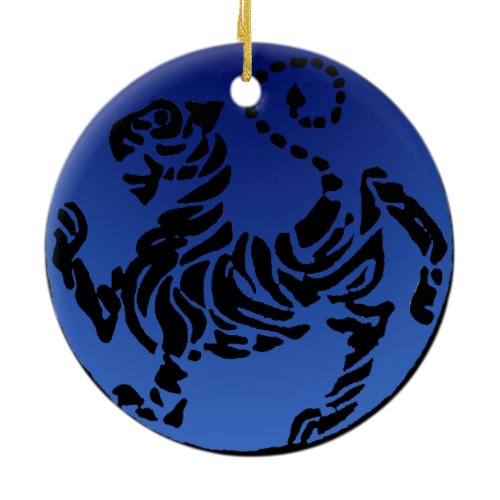 Shotokan Black &amp; Blue Tiger Ceramic Ornament