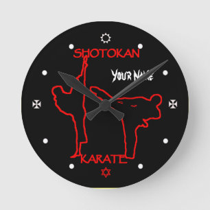 Shotokan Karate Black Belt Custom Name Watch Round Clock