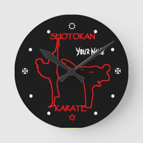 Shotokan Karate Black Belt Custom Name Watch Round Clock