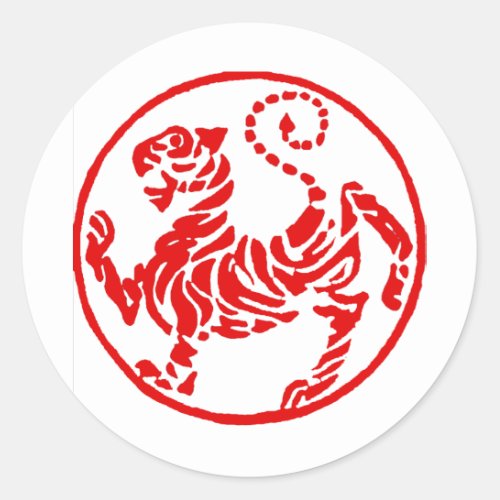 Shotokan Red Rising Sun Tiger Japanese Karate Classic Round Sticker
