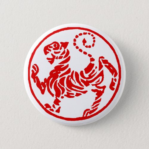 Shotokan Red Rising Sun Tiger Japanese Karate Pinback Button