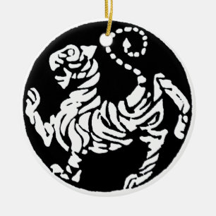 SHOTOKAN TIGER BLACK AND WHITE CERAMIC ORNAMENT
