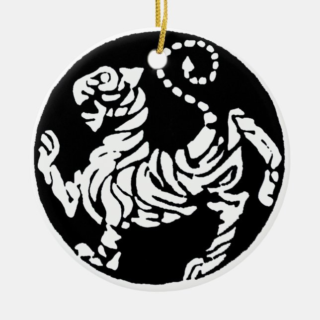 SHOTOKAN TIGER BLACK AND WHITE CERAMIC ORNAMENT (Front)
