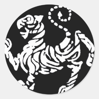 SHOTOKAN TIGER BLACK AND WHITE CLASSIC ROUND STICKER