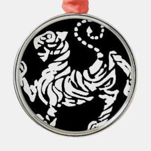 SHOTOKAN TIGER BLACK AND WHITE METAL ORNAMENT