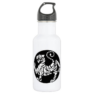 SHOTOKAN TIGER BLACK AND WHITE STAINLESS STEEL WATER BOTTLE
