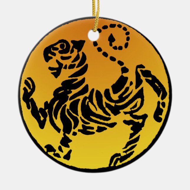 Shotokan Tiger - Gold Ceramic Ornament (Front)