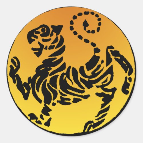 Shotokan Tiger _ Gold Classic Round Sticker