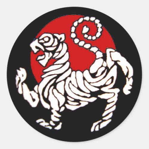 Shotokan Tiger Rising Sun Classic Round Sticker