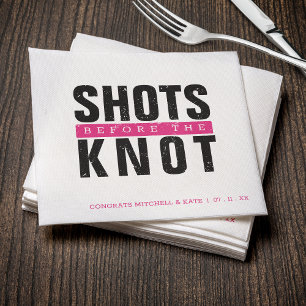 Shots Before the Knot Hot Pink Bachelorette Party Napkins