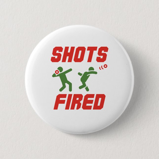 Shots Fired Funny Shot Put Track and Field Button (Front)