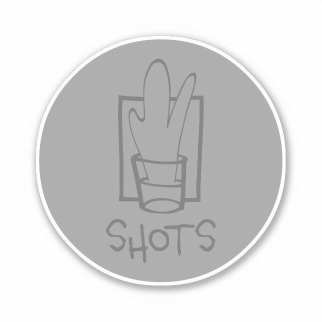 Shots Round Gray Custom-Cut Vinyl Sticker (Front)