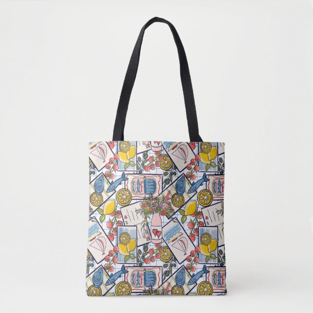 Shoulder Tote Bag in Mediterranean Vacation (Front)