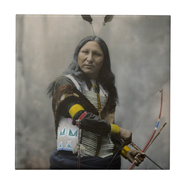 Shout At Oglala Sioux 1899 Indian Ceramic Tile (Front)