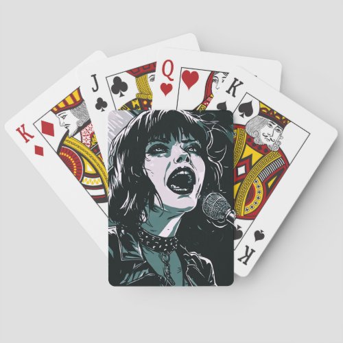 Shout It Out Expressive Singer Teal Music Lovers Poker Cards