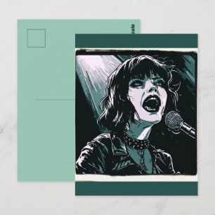 Shout It Out Expressive Singer Teal Music Lovers  Postcard