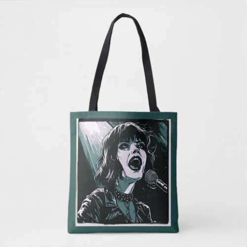 Shout It Out Expressive Singer Teal Music Lovers Tote Bag
