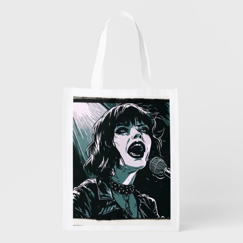 Shout It Out Loud Punk Rocker Retro Vintage Style Grocery Bag