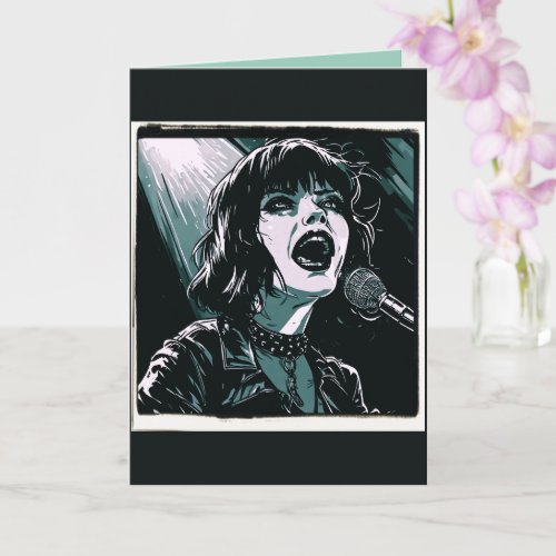 Shout It Out Loud Punk Rocker Retro Vintage Teal  Card