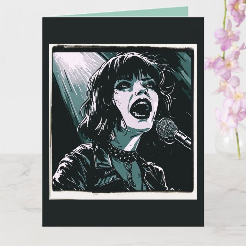 Shout It Out Loud Punk Rocker Retro Vintage Teal  Card