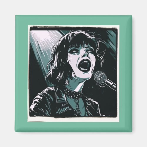 Shout It Out Loud Punk Rocker Retro Vintage Teal Magnet
