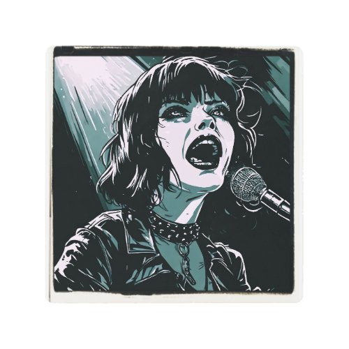 Shout It Out Loud Punk Rocker Retro Vintage Teal Metal Print