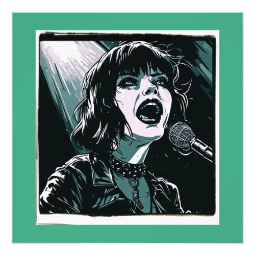 Shout It Out Loud Punk Rocker Retro Vintage Teal Photo Print