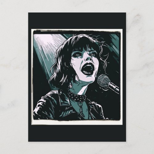 Shout It Out Loud Punk Rocker Retro Vintage Teal Postcard