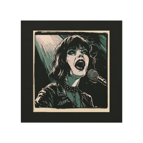 Shout It Out Loud Punk Rocker Retro Vintage Teal Wood Wall Art