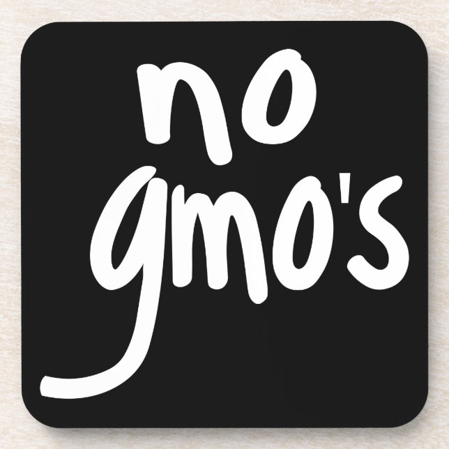 Shout No GMO's Protect our Food Black Drink Coaster (Front)