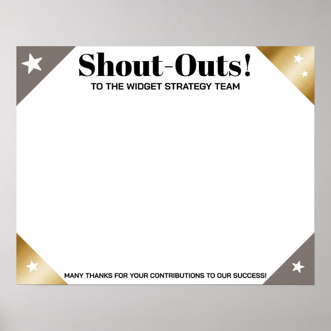 Shout out board employee daily kudos post-its poster (Front)