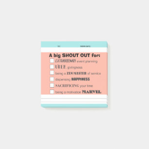 Shout out employee recognition post-it award notes