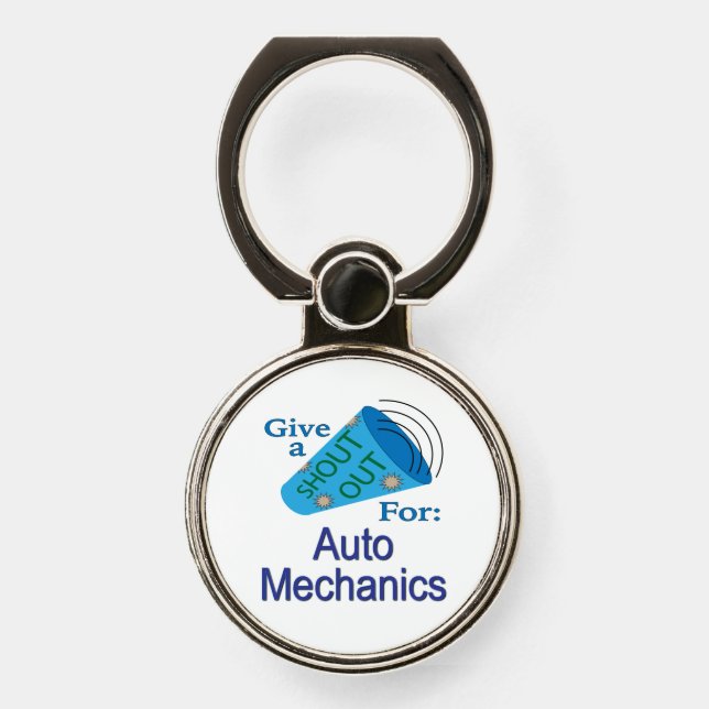 Shout Out for Auto Mechanics Phone Ring Stand (Front)