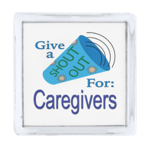 Shout Out for Caregivers Silver Finish Lapel Pin