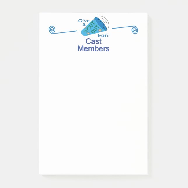 Shout Out for Cast Members Post-it Notes (Front)