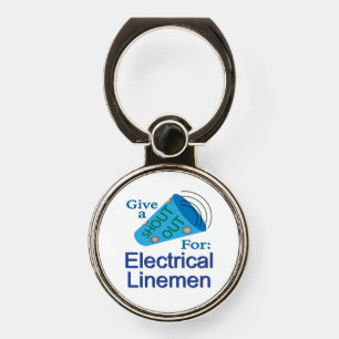 Shout Out for Electrical Linemen Phone Ring Stand