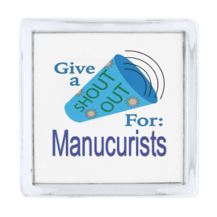 Shout Out for Manicurists Silver Finish Lapel Pin