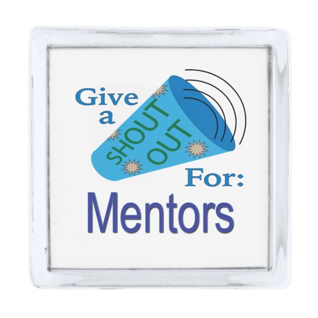 Shout Out for Mentors Silver Finish Lapel Pin (Front)